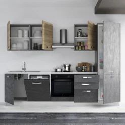 Cucina 285cm reversibile moderna lineare rovere antracite GourmetSpace