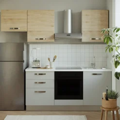 Cucina 240cm reversibile moderna lineare rovere grigio chiaro ChefEasy