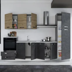 Cucina 300cm reversibile moderna lineare rovere antracite ChefStyle