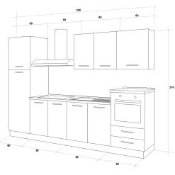 Cucina 300cm reversibile moderna lineare rovere antracite ChefStyle