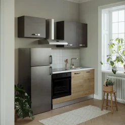 Cucina 210cm reversibile moderna lineare rovere antracite CookLux