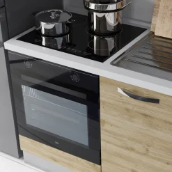 Cucina 210cm reversibile moderna lineare rovere antracite CookLux