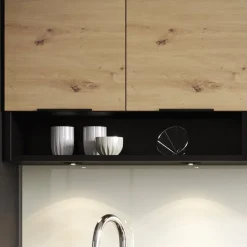 Cucina moderna componibile lineare 240cm quercia nero Terry 1
