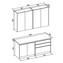 Cucina moderna lineare 180cm quercia antracite Amber