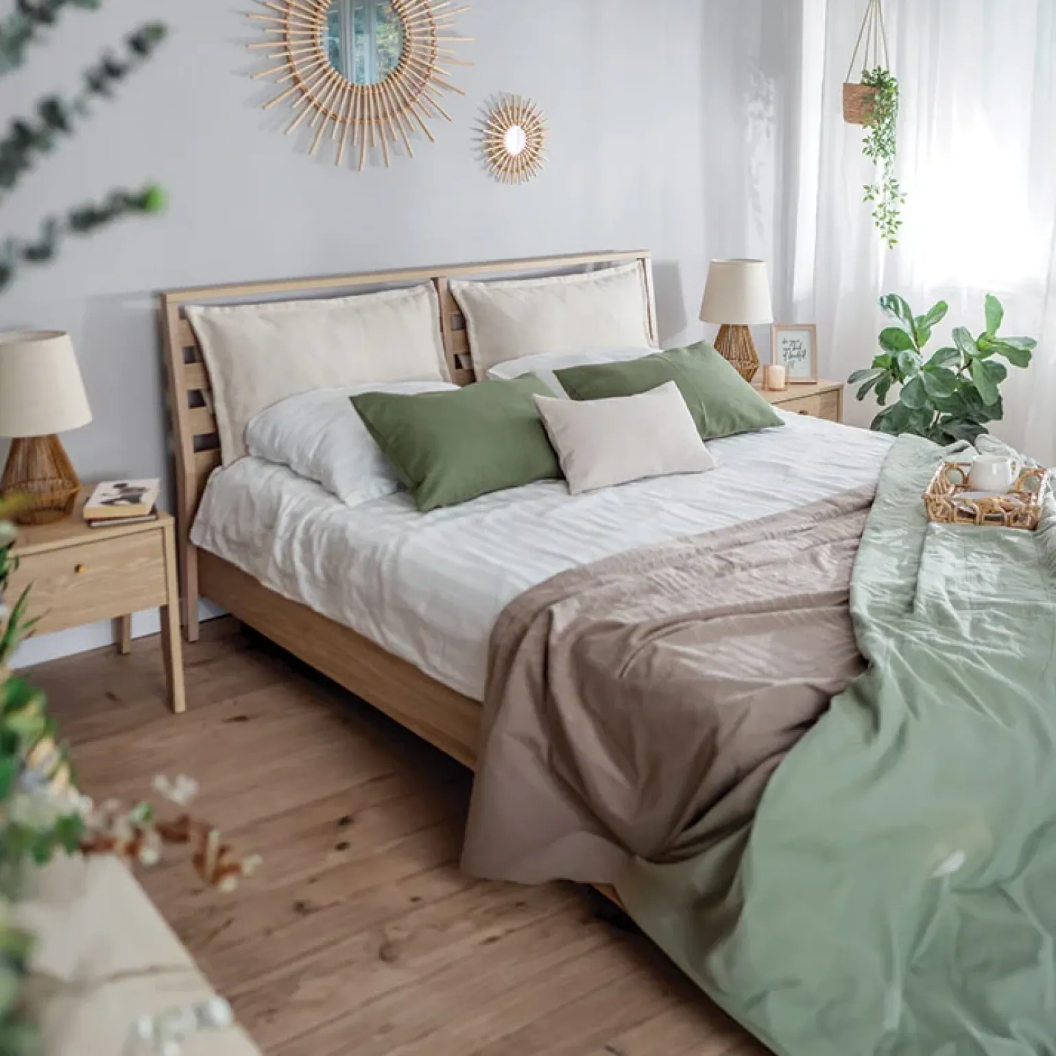 Cuscino decorativo per letto matrimoniale contenitore 160x200cm rovere Noor