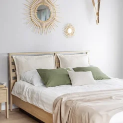 Cuscino decorativo per letto matrimoniale contenitore 160x200cm rovere Noor