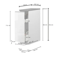 Dispensa cucina bassa 30x85h cm scorrevole antracite grigio pietra Gourmet