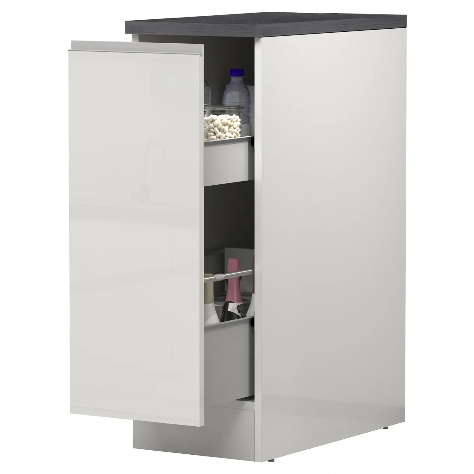 Dispensa cucina bassa 30x85h cm scorrevole bianco grigio pietra Gourmet