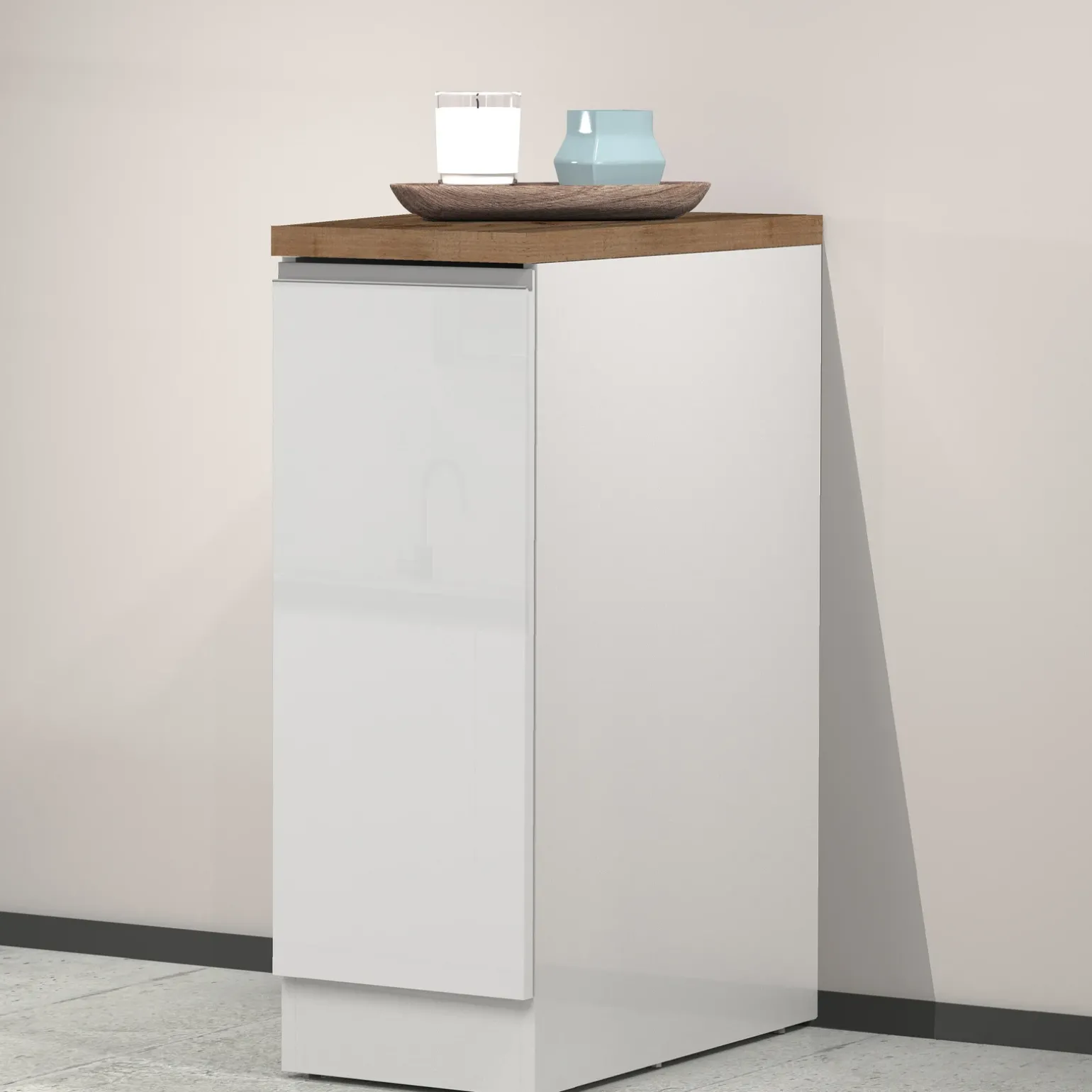 Dispensa cucina bassa 30x85h cm scorrevole bianco rovere Gourmet