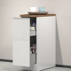 Dispensa cucina bassa 30x85h cm scorrevole bianco rovere Gourmet