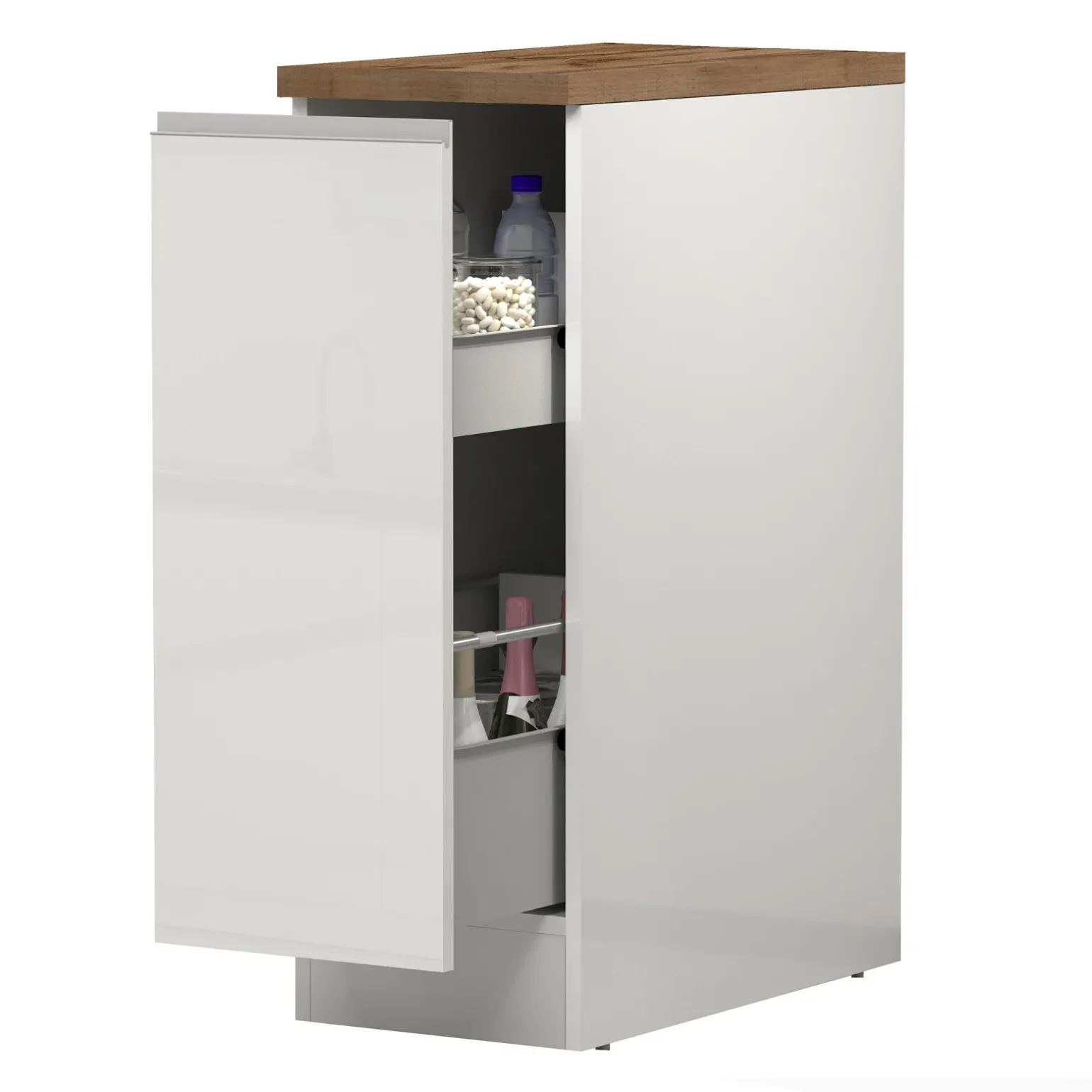 Dispensa cucina bassa 30x85h cm scorrevole bianco rovere Gourmet
