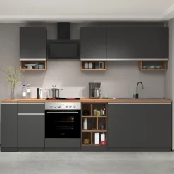 Dispensa cucina bassa 30x85h cm scorrevole antracite rovere Gourmet