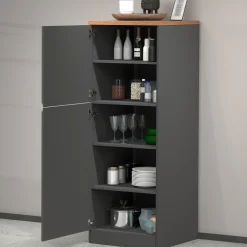 Dispensa cucina 60x165h cm 4 ripiani antracite rovere Gourmet