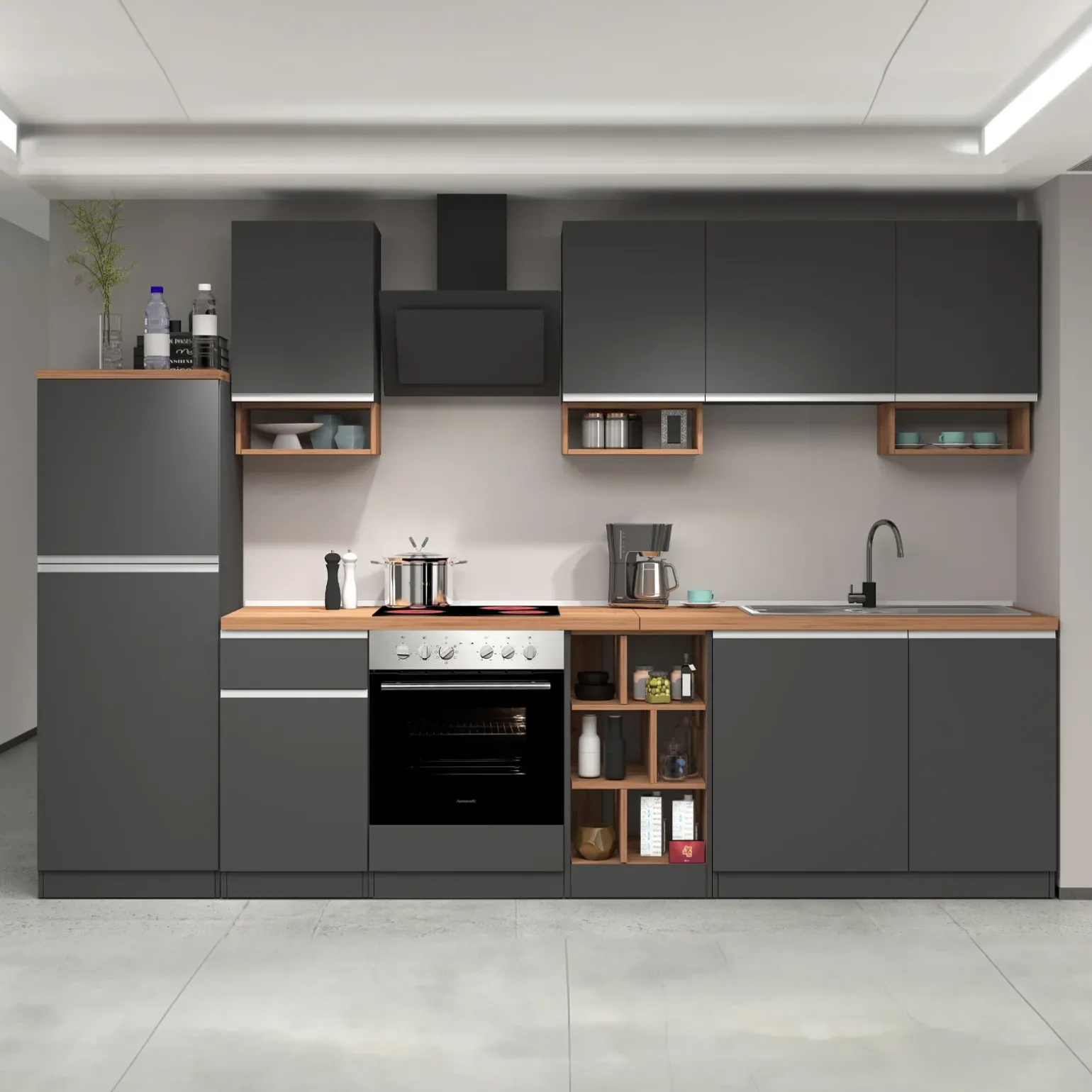 Dispensa cucina 60x165h cm 4 ripiani antracite rovere Gourmet