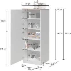 Dispensa cucina 60x165h cm 4 ripiani antracite rovere Gourmet