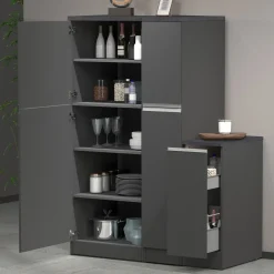 Dispensa cucina 60x165h cm 4 ripiani antracite grigio pietra Gourmet
