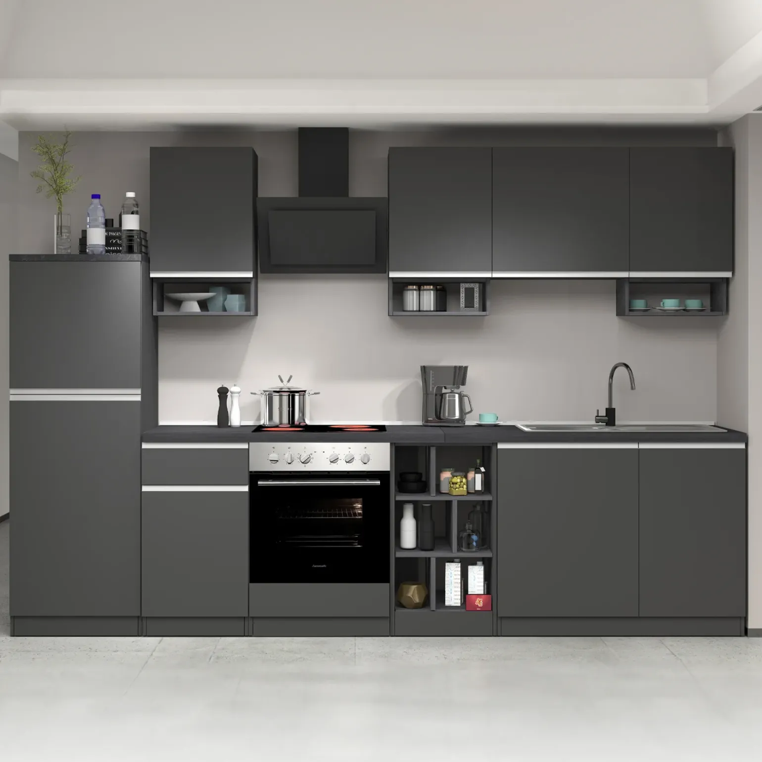 Dispensa cucina 60x165h cm 4 ripiani antracite grigio pietra Gourmet
