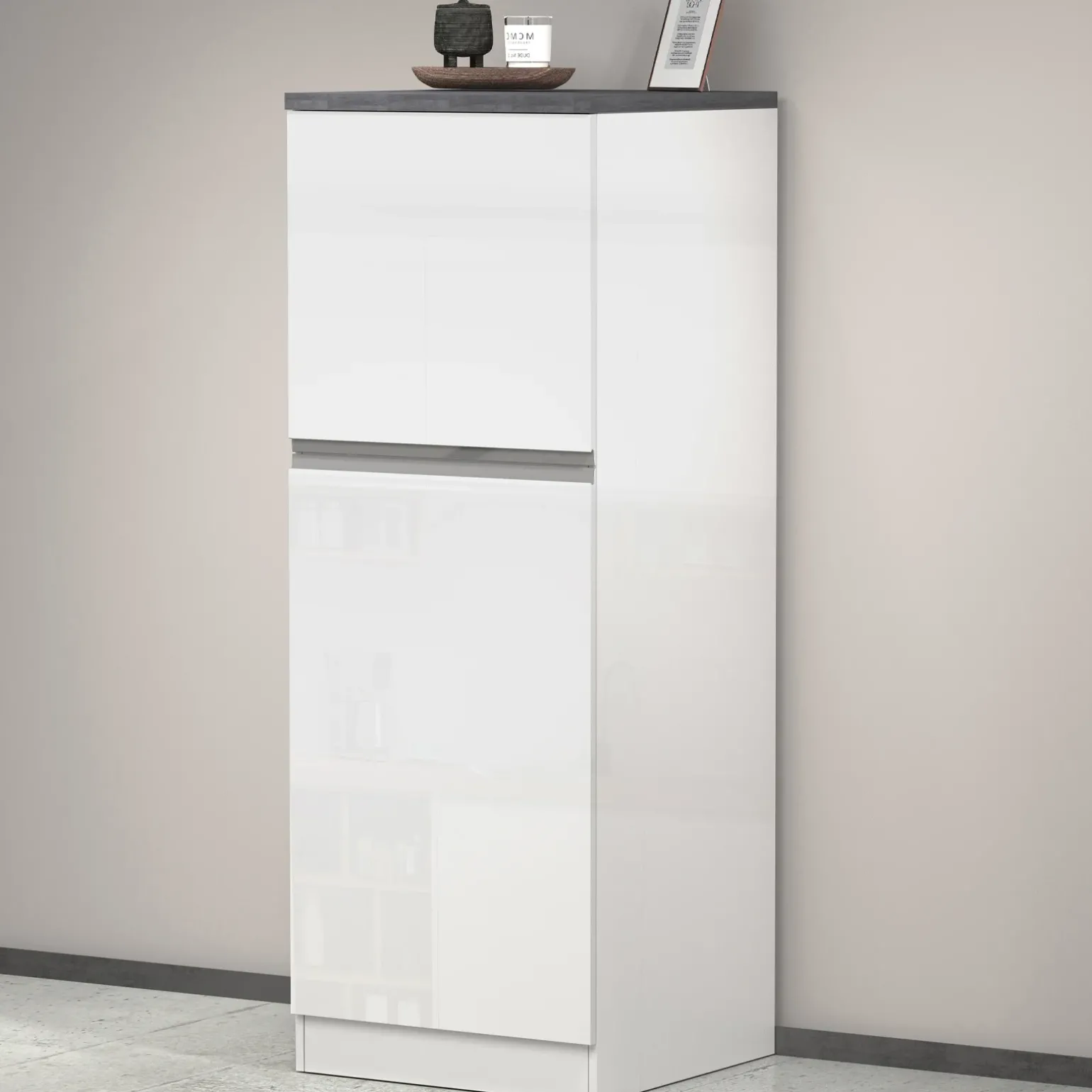 Dispensa cucina 60x165h cm 4 ripiani bianco grigio pietra Gourmet