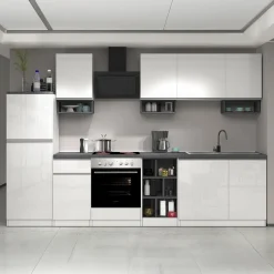 Dispensa cucina 60x165h cm 4 ripiani bianco grigio pietra Gourmet