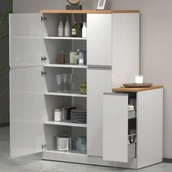 Dispensa cucina 60x165h cm 4 ripiani bianco rovere Gourmet