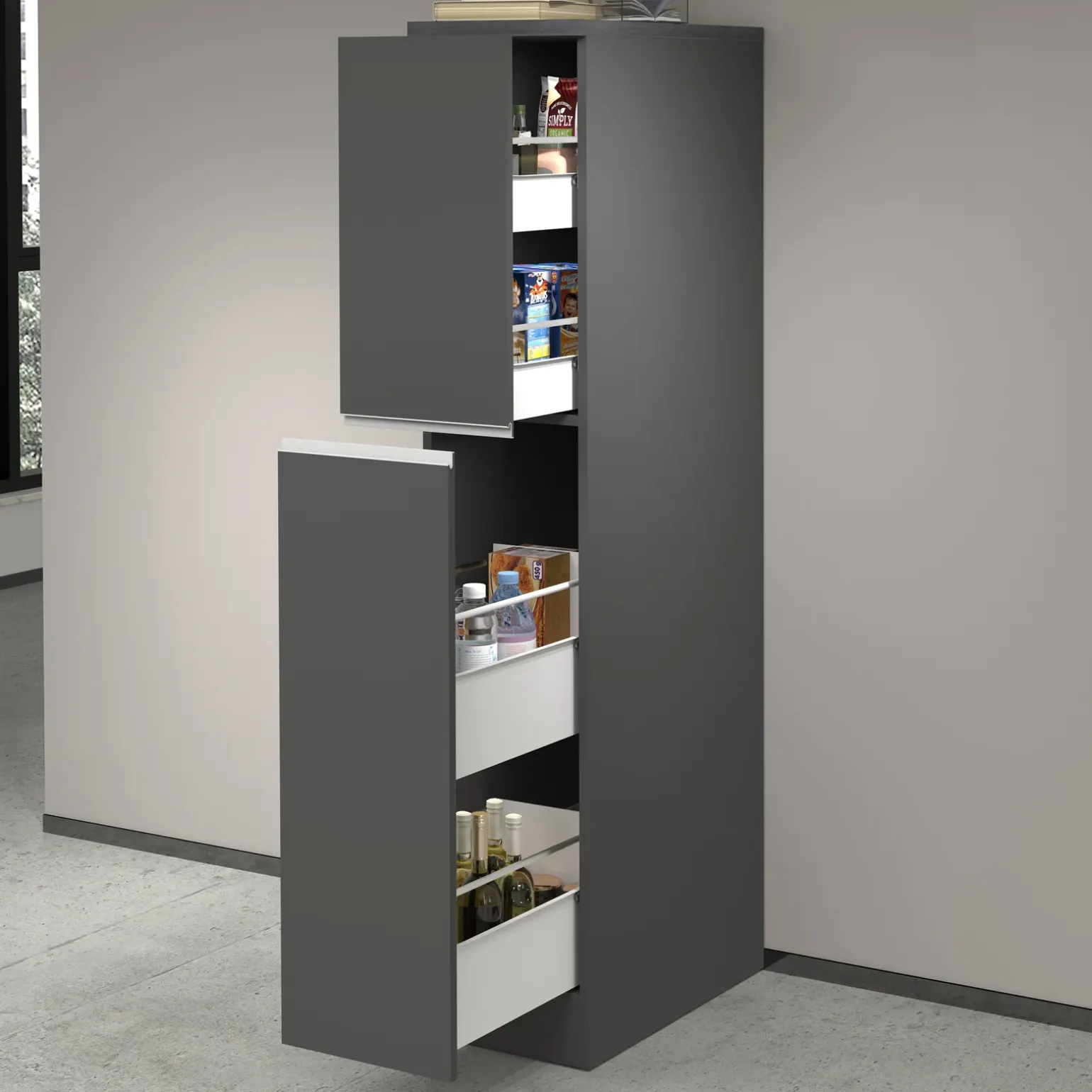 Dispensa cucina 30x165h cm scorrevole antracite grigio pietra Gourmet