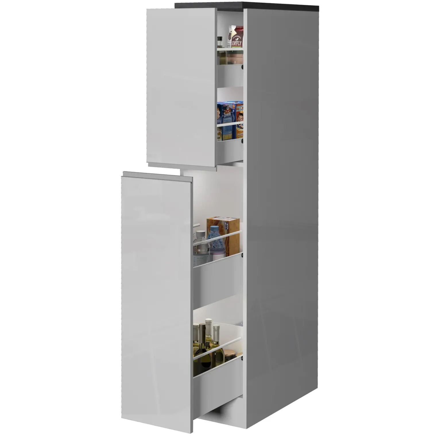 Dispensa cucina 30x165h cm scorrevole bianco grigio pietra Gourmet