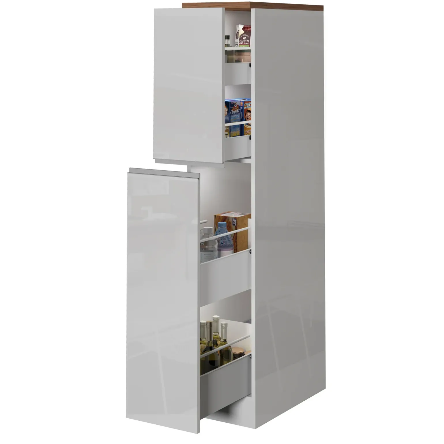 Dispensa cucina 30x165h cm scorrevole bianco rovere Gourmet