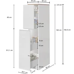 Dispensa cucina 30x165h cm scorrevole antracite rovere Gourmet