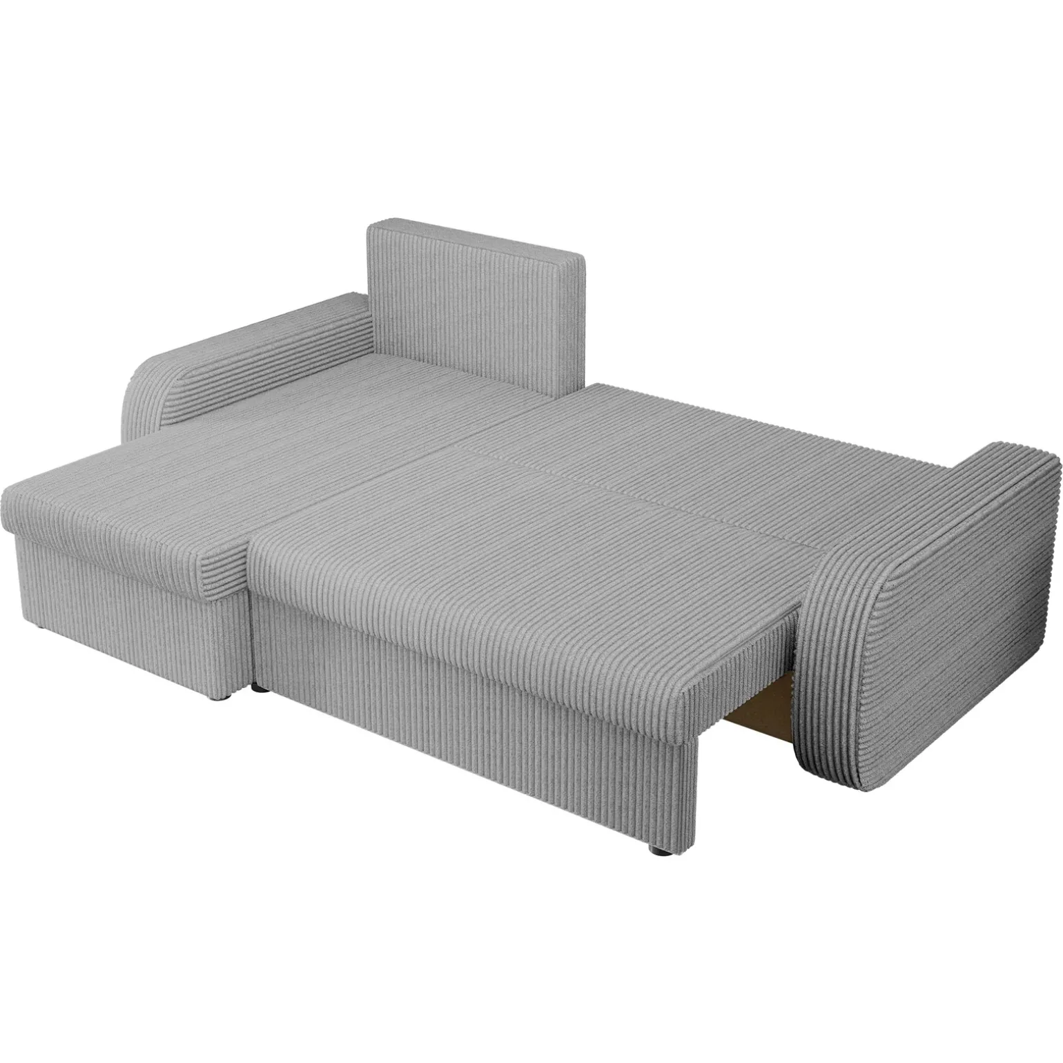 Divano angolare letto 238x147cm 3 posti velluto a coste grigio Flow