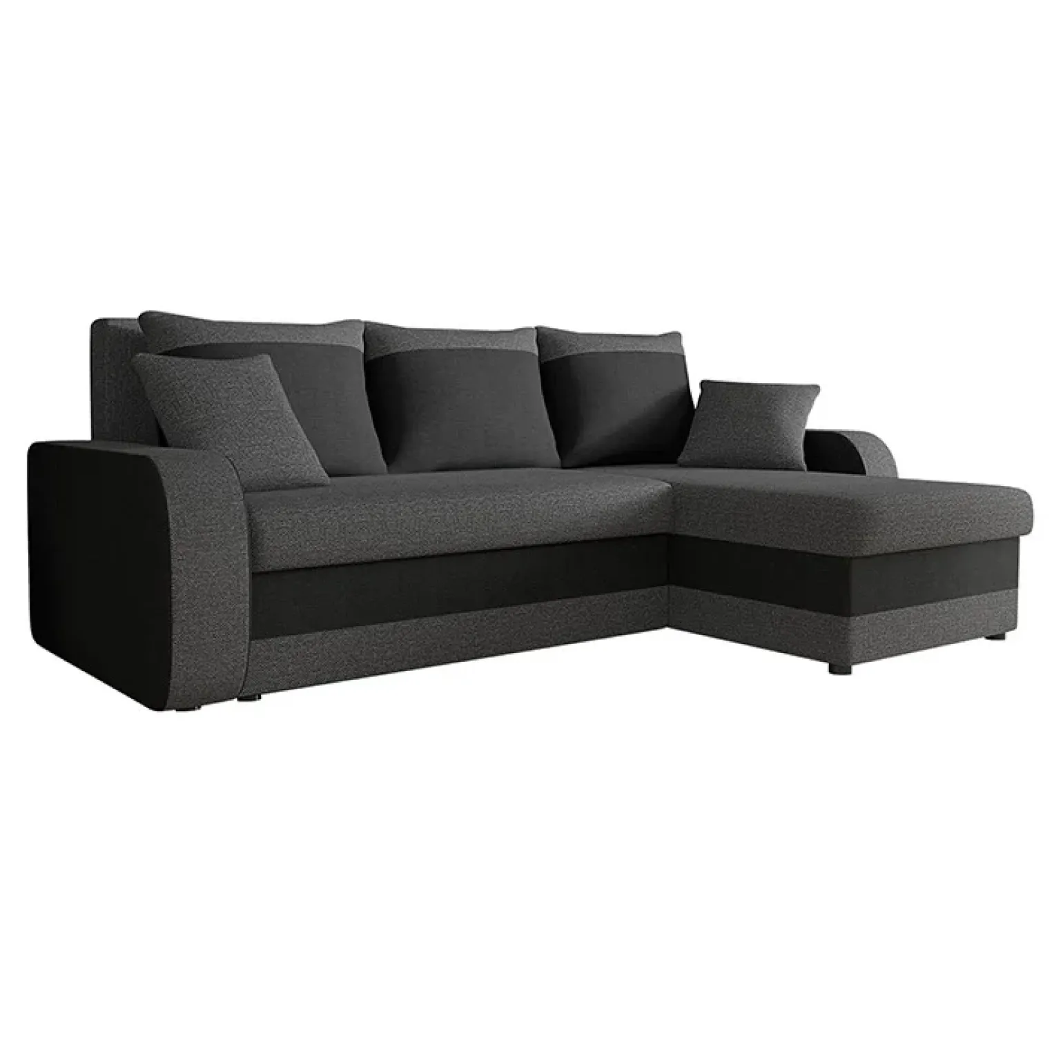 Divano angolare letto 238x147cm 3 posti grigio scuro nero Flow
