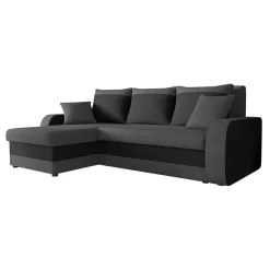 Divano angolare letto 238x147cm 3 posti grigio scuro nero Flow