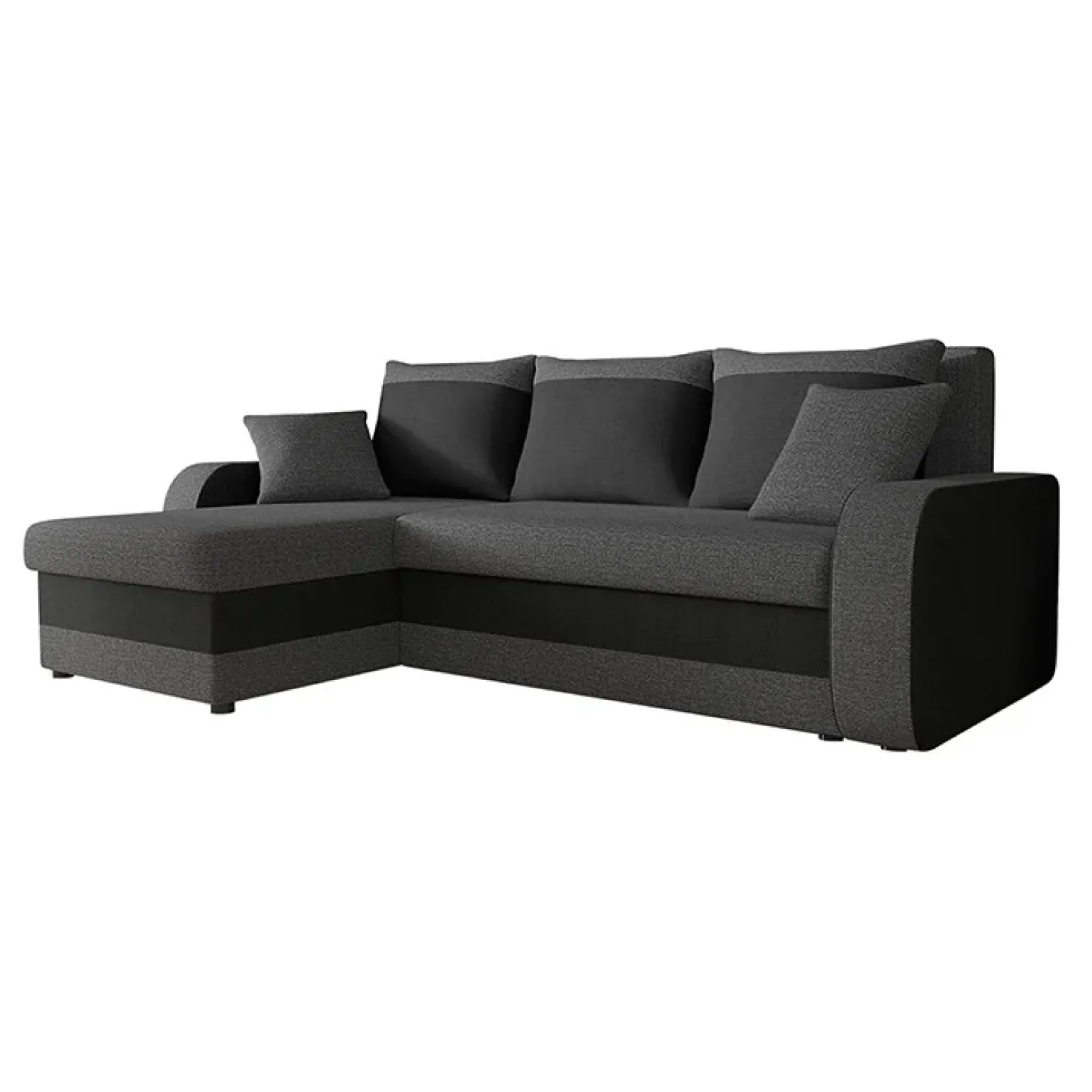 Divano angolare letto 238x147cm 3 posti grigio scuro nero Flow