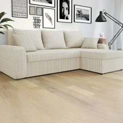 Divano angolare letto 238x147cm 3 posti velluto a coste beige Flow