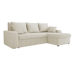 Divano angolare letto 238x147cm 3 posti velluto a coste beige Flow
