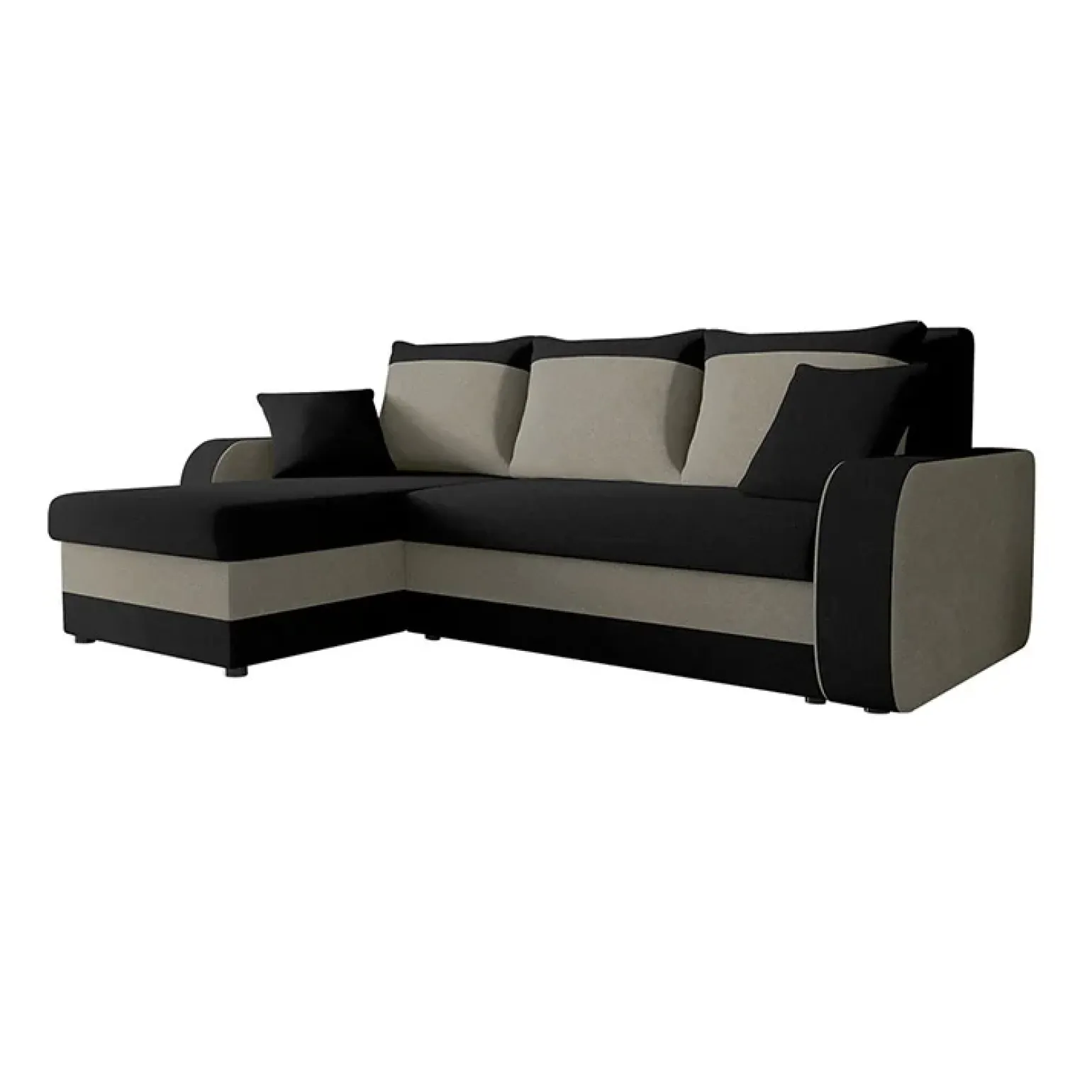 Divano angolare letto 238x147cm 3 posti grigio nero Flow