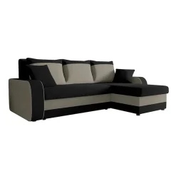 Divano angolare letto 238x147cm 3 posti grigio nero Flow
