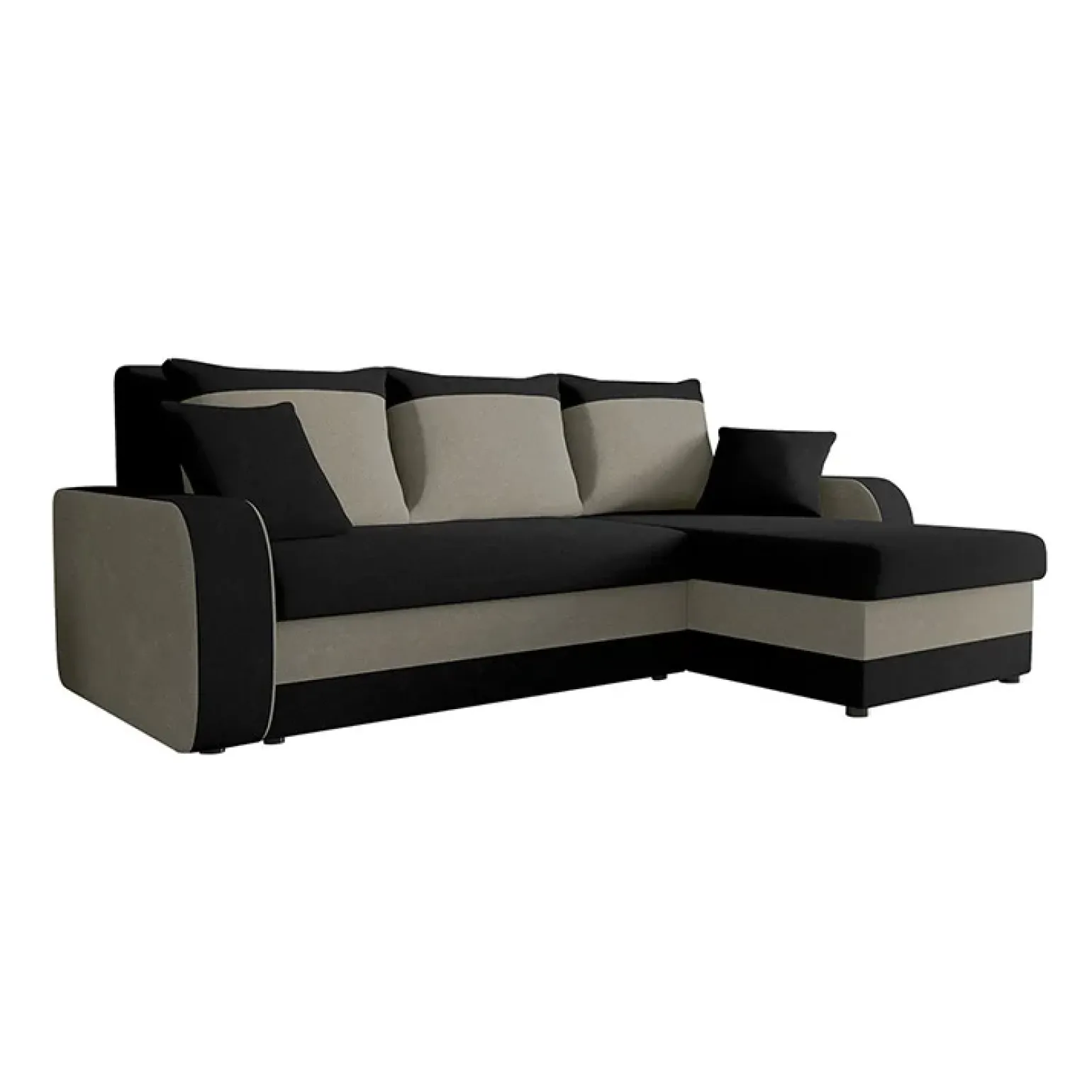 Divano angolare letto 238x147cm 3 posti grigio nero Flow