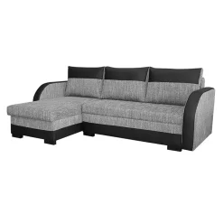Divano angolare letto 230x140cm 3 posti grigio chiaro nero Metz
