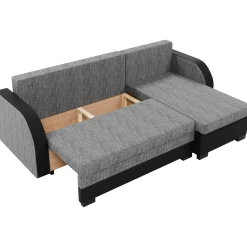 Divano angolare letto 230x140cm 3 posti grigio chiaro nero Metz