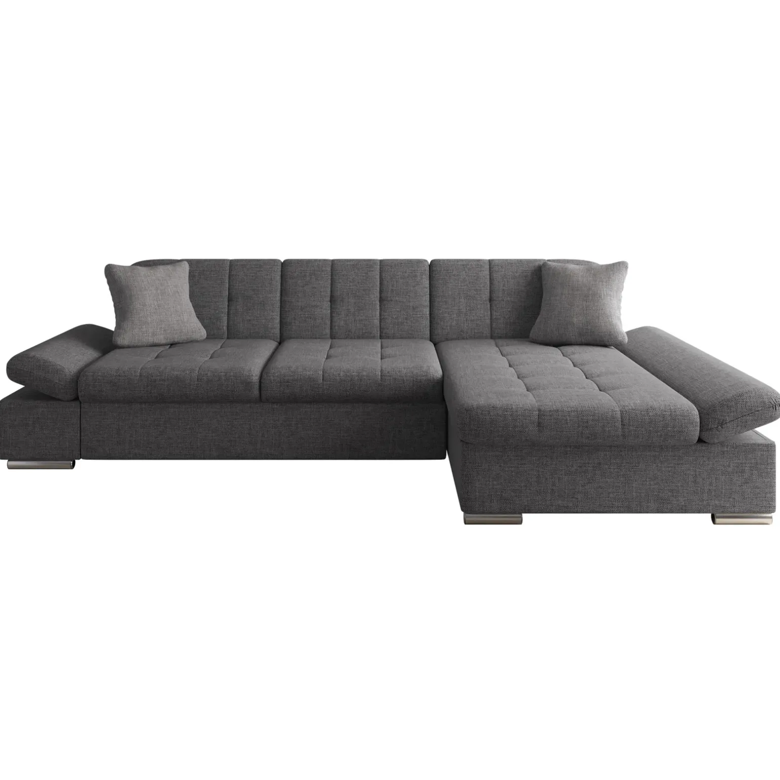 Divano con angolo a destra 4 posti 278x161cm grigio Artemio