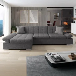 Divano con angolo a sinistra 4 posti 278x161cm grigio Artemio