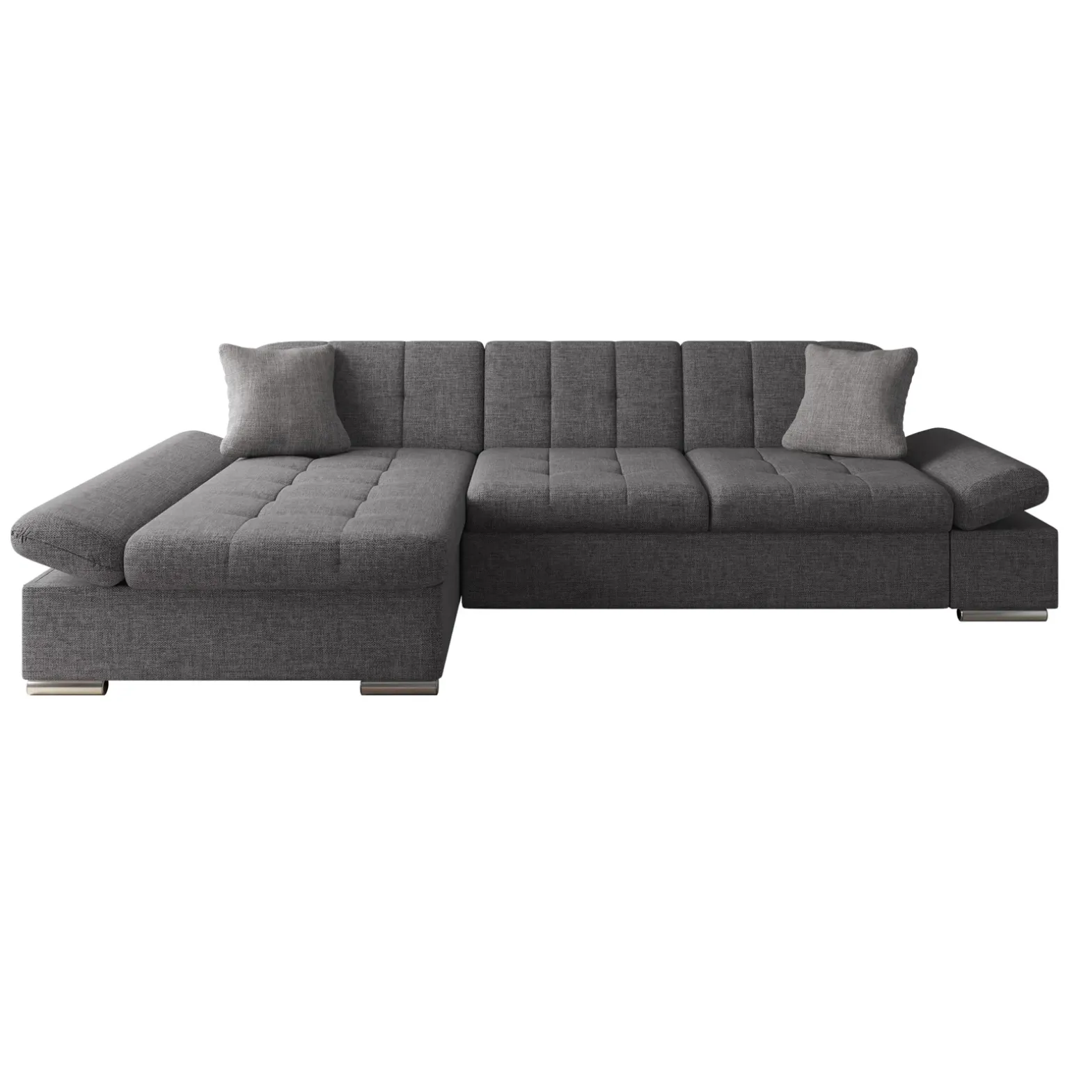 Divano con angolo a sinistra 4 posti 278x161cm grigio Artemio