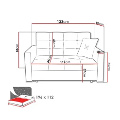 Divano letto 2 posti 133cm imbottito in tessuto antracite Isidore