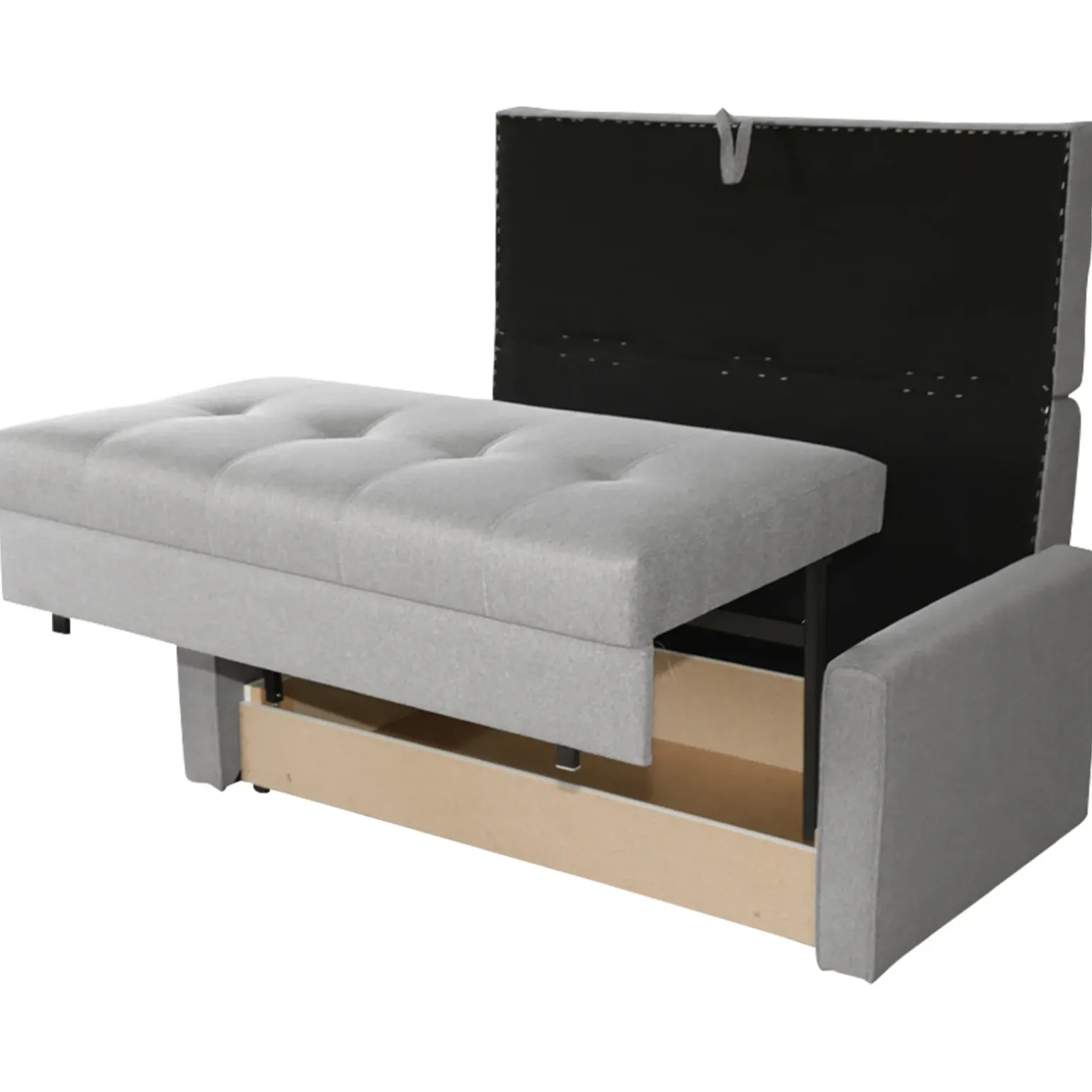Divano letto 2 posti 133cm imbottito in tessuto grigio Isidore