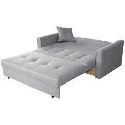 Divano letto 2 posti 133cm imbottito in tessuto grigio Isidore