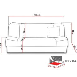 Divano letto 2 posti 182cm pieghevole senza braccioli beige Rollo