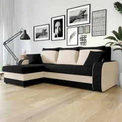 Divano letto 3 posti moderno 238cm nero écru Flow