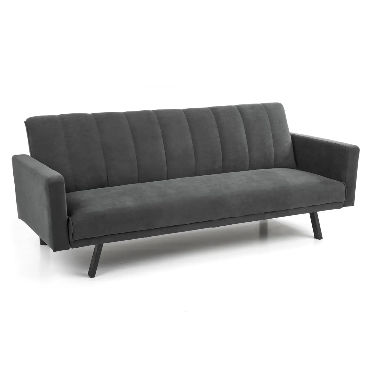 Divano letto 3 posti 192x82 cm velluto grigio scuro Nespolo