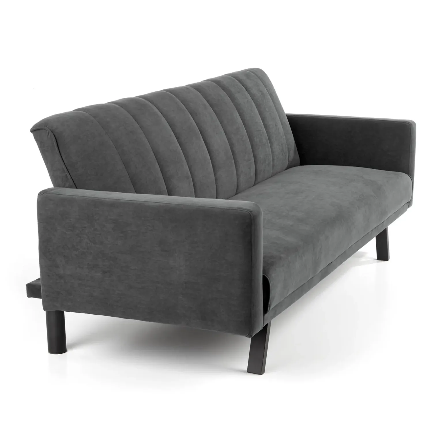 Divano letto 3 posti 192x82 cm velluto grigio scuro Nespolo