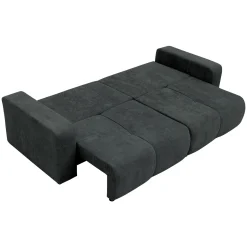 Divano letto 3 posti 248x90cm con contenitore in tessuto velo nero Floty